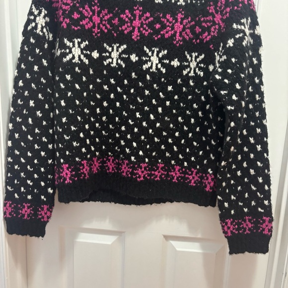 J Crew Jacquard Faie isle sweater Black,Small, Preppy. Cabincore, Wool, Holiday - Picture 10 of 16